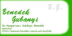 benedek gubanyi business card